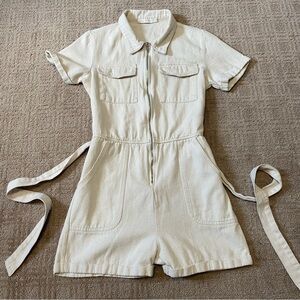 Peace N' Love - Utility Romper | Neutral Cream ~ Size SM